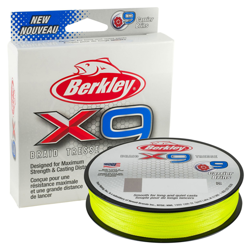 Obrázek Berkley X9 Braid Fluo Green 150m, 0.10mm 9.0kg