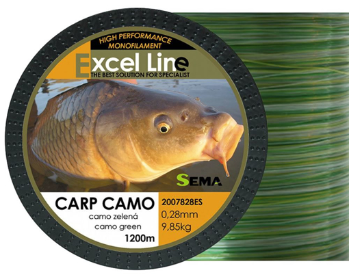 Obrazek Sema Excel Line Carp Camo zelený 1200m, 0.22mm