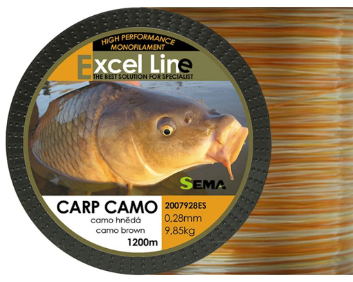 Obrazek Sema Excel Line Carp Camo hnědý 1200m, 0.28mm