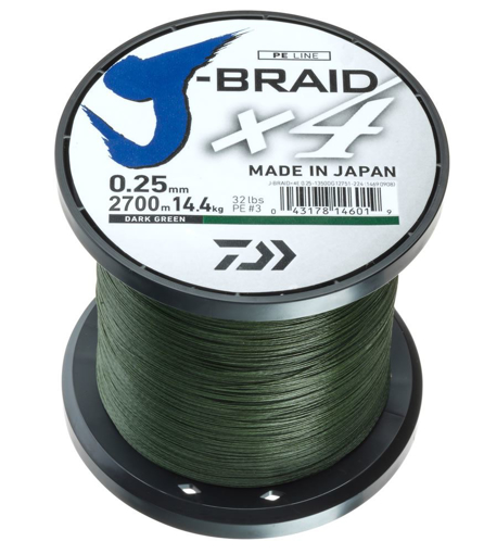 Obrazek Daiwa J-Braid X4 Tmavě zelená, 0.19mm 10.2kg 1m