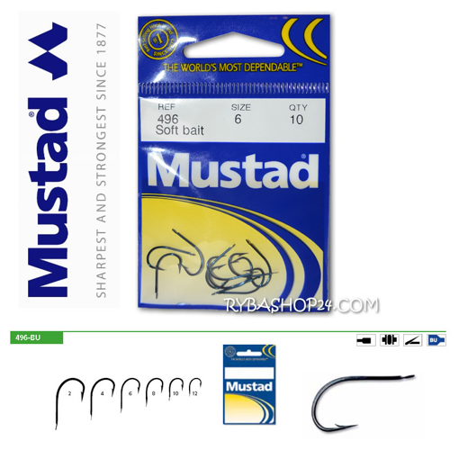 Obrazek Mustad Classic 496-BU Soft bait, vel.4