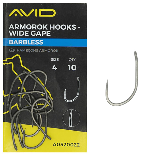 Avid Carp Armorok Wide Gape Hooks #4 Barbless