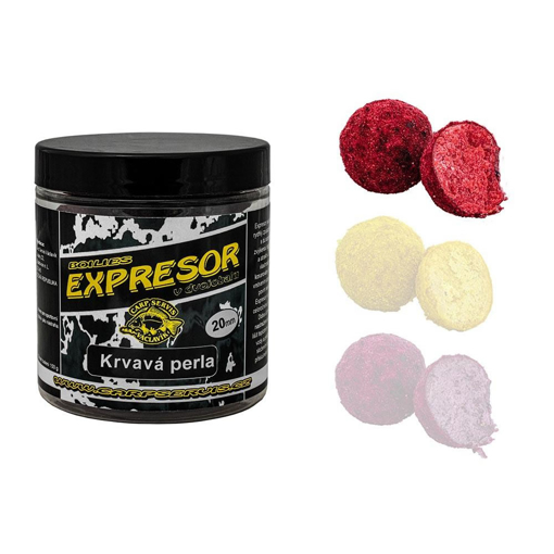 Boilies Expresor v dvojobalu 150g 20mm Krvavá perla