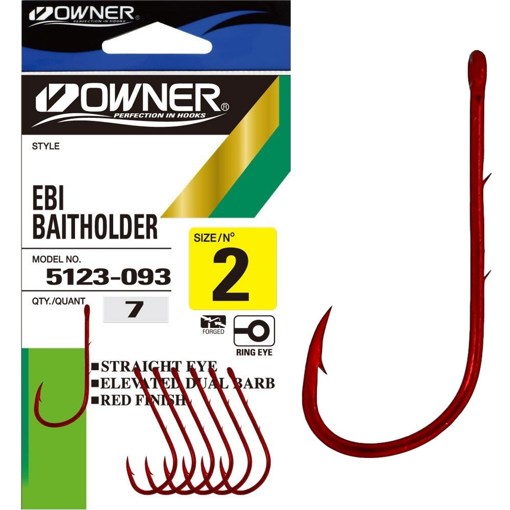 Obrazek Owner 5123 Ebi Baitholder Hook Red #3/0 4szt