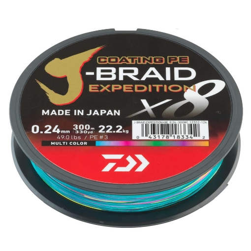 Daiwa J-Braid Expedition X8 Multicolor 300m 0.22mm 19.5kg